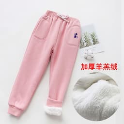 image-Girls Fleece Pants Navy Blue Cotton Casual Warm