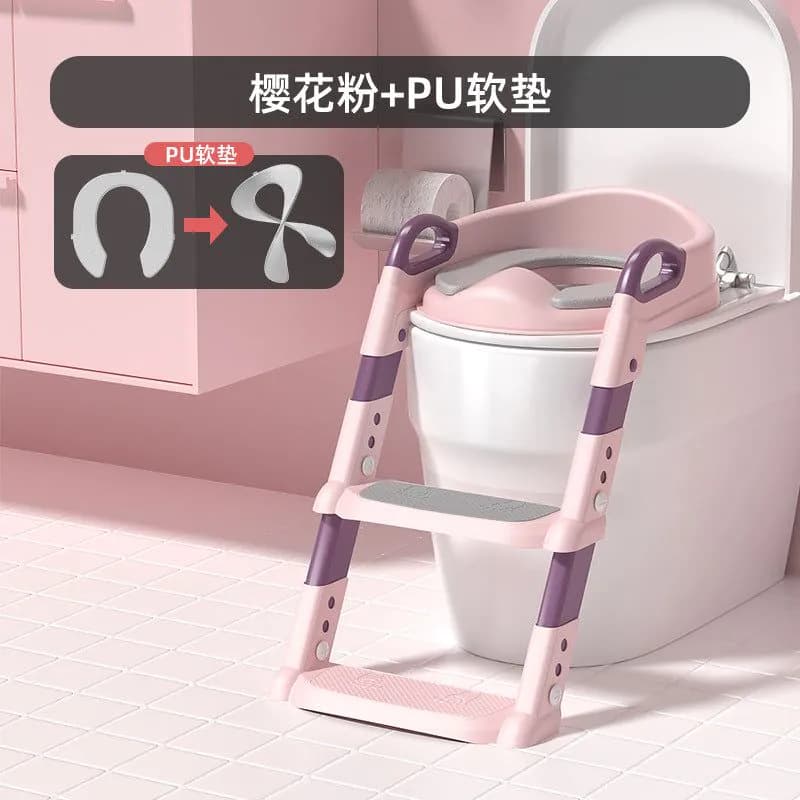 image-Children's Toilet Ladder Seat - Pink Foldable