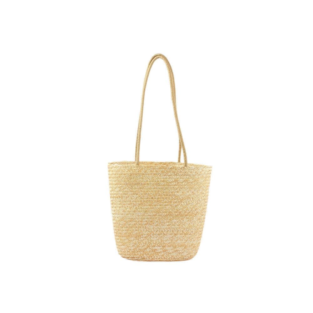 image-Straw Shoulder Bag Women - White Bucket Woven
