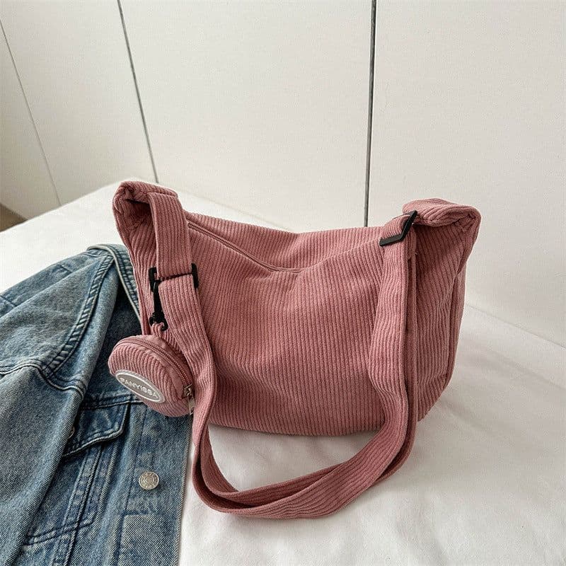 image-Women's Retro 2023 Canvas Crossbody Tote Bag - Khaki