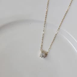 image-Sterling Silver Necklace Plated 14K Gold One Carat Diamond Four Claw Pendant