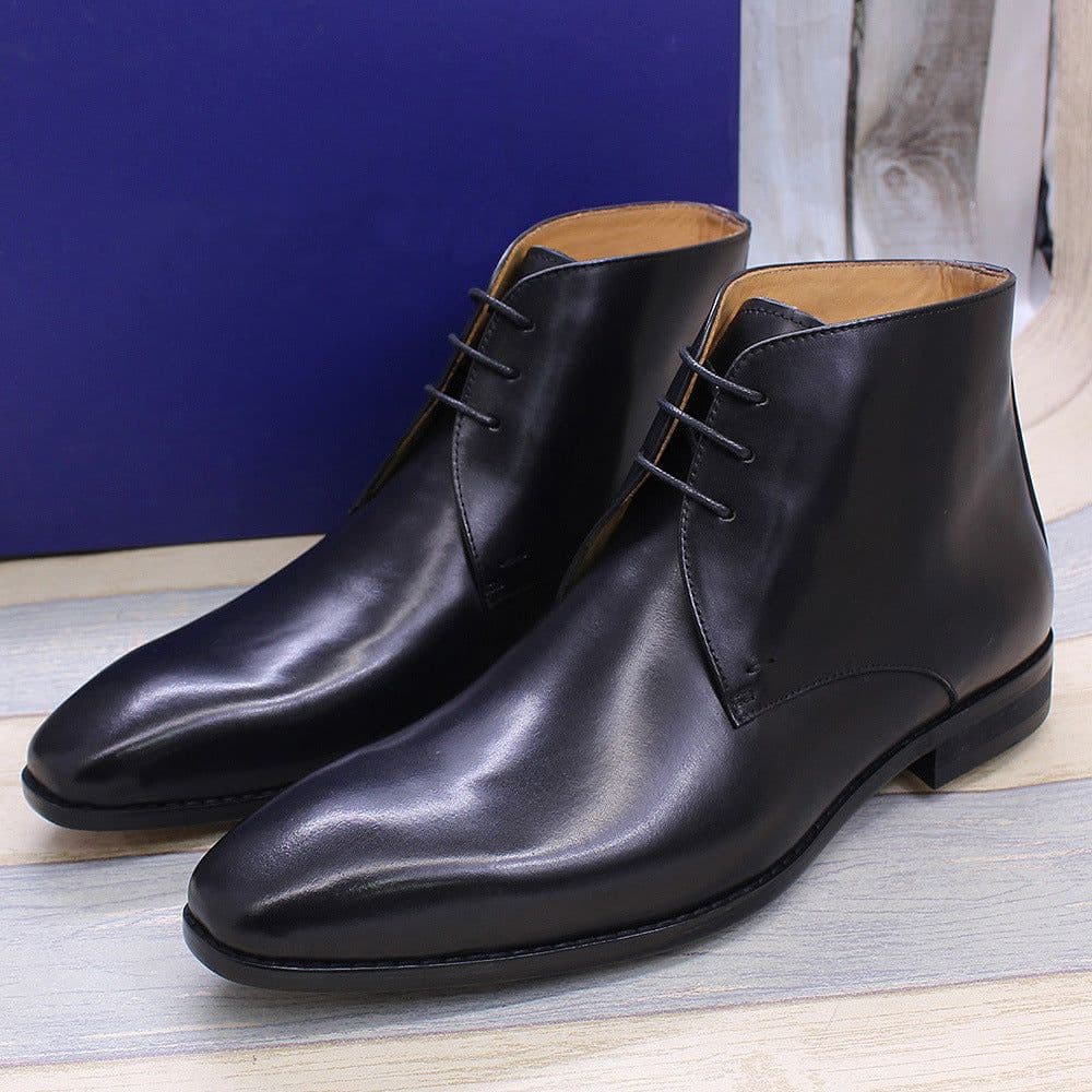 image-Cowhide Martin Boots - Brown Leather Ankle Low Heel