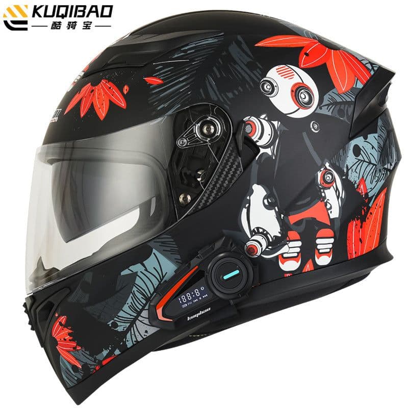 image-Coolqibao Motorcycle Full-Face Helmet Bluetooth XXL Gray