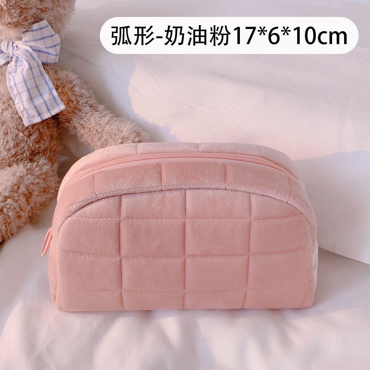 image-Sichen Cosmetic Pillow Bag - Cream White, Large, Soft & Anti-odor
