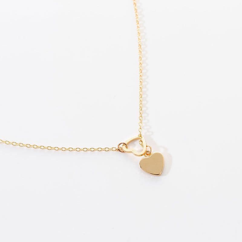 image-Women's Gold Heart Pendant Necklace Clavicle