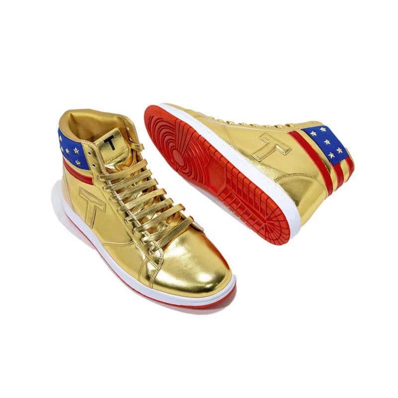 image-High-Top Sneakers for Men - Gold Sequin Casual Shoes