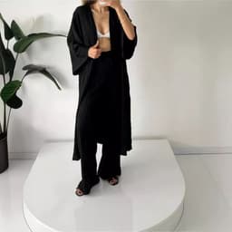 image-Women's Pleated Top & Casual Pants Set - Polyester
