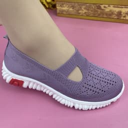 image-Women's Loafers Mesh Flat Heel Pink Size 41 Casual