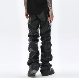 image-Dark Punk Leather Pants - Men's Hip Hop Loose Casual
