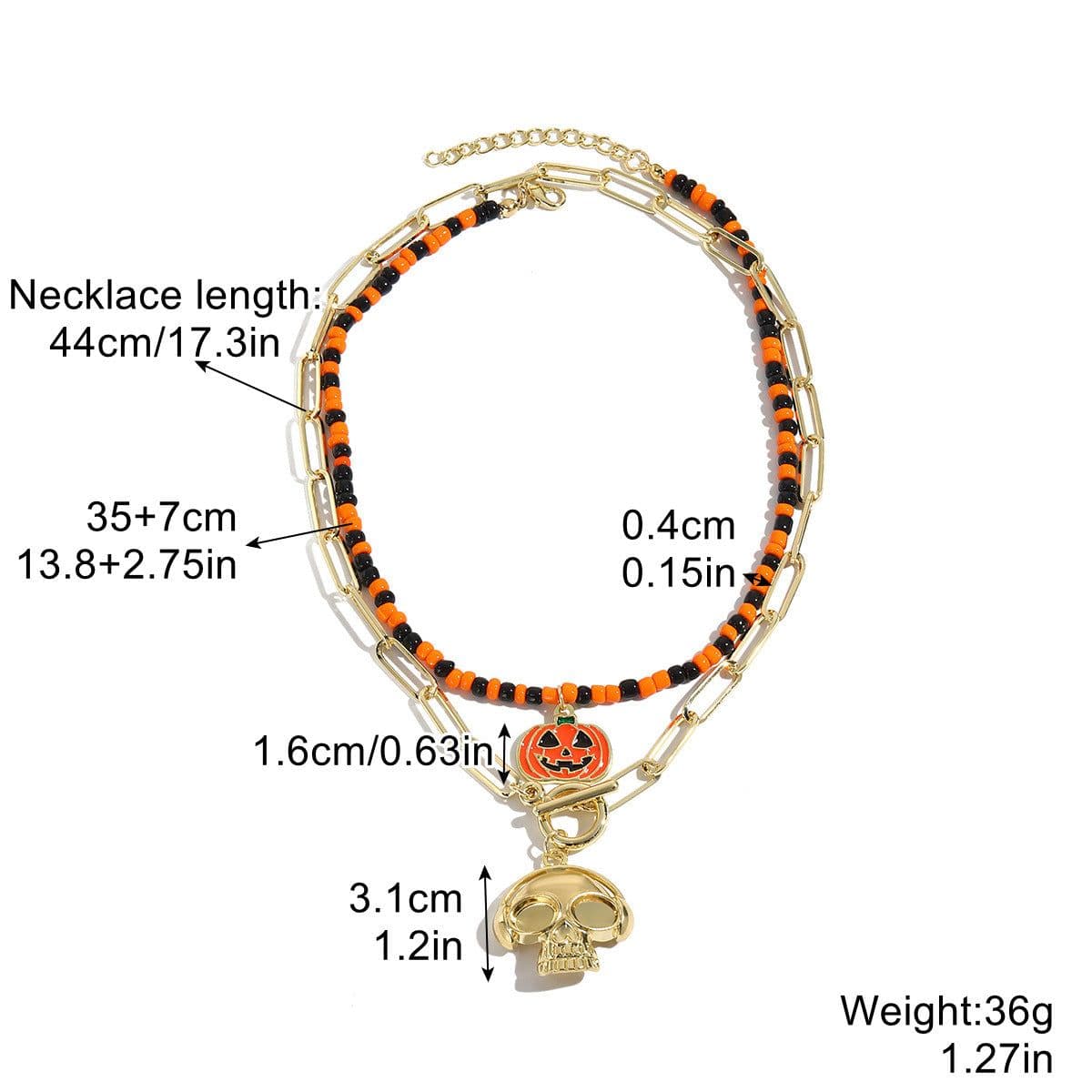 image-European and American Cross-Border Gothic Jewelry Halloween Jewelry Dark Bat Ghost Skeleton Pumpkin Spider Halloween Necklace