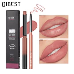 image-QIBEST Lipstick Lip Liner Set - Matte Nude Waterproof