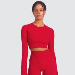 image-Women's Long Sleeve Yoga Top - Black Nylon Spandex