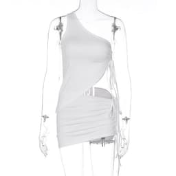 image-Women's Two-Piece Set - One-Shoulder Vest & Skirt