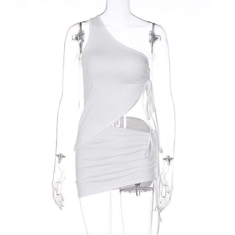 image-Women's Two-Piece Set - One-Shoulder Vest & Skirt