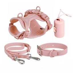 image-Waterproof Dog Harness - PVC Anti-Bite Dog Collar & Leash Brown Set