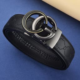image-Men's Leather Belt Automatic Buckle GG Gun-CC