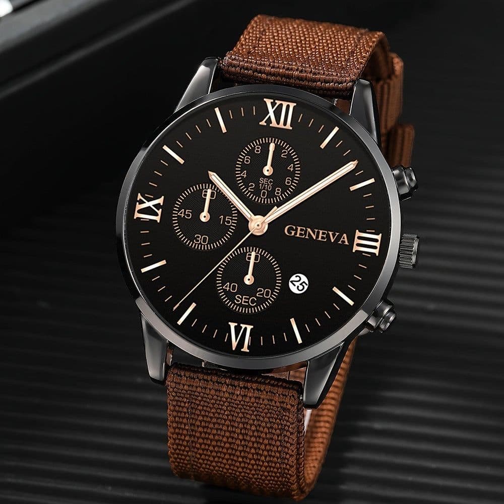 image-Men's Suit Gift Watch Set 4pcs Quartz Calendar Bracelet Watch