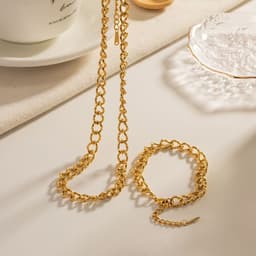 image-Cross-border 18K gold stainless steel thread chain long thick necklace women's all-match high-quality non-fading bracelet wholesale
