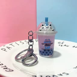 image-Cat Milk Tea Cup Keychain - Pearl Acrylic
