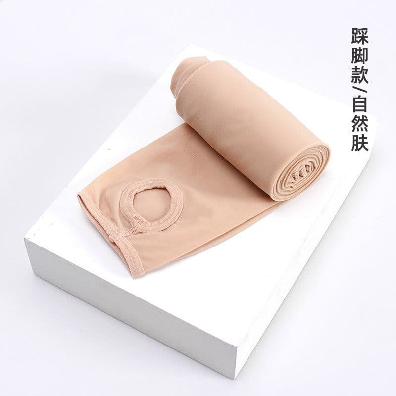 image-Women's Gray Thickened Fleece Pantyhose - Winter Warm