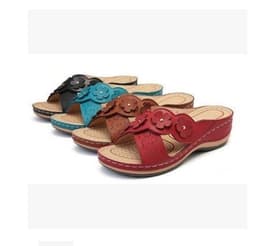 image-European and American Multicolor Cross Retro Flowers Super Flat Bottom Round Toe Casual Beach Ladies Sandals Slippers Ladies Foreign Trade