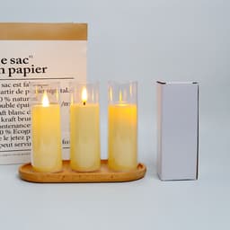 image-Zhu Sheng LED Candle - White Cylindrical Christmas LED Candle Set of 3