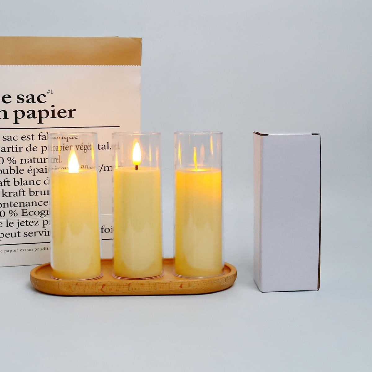image-Zhu Sheng LED Candle - White Cylindrical Christmas LED Candle Set of 3