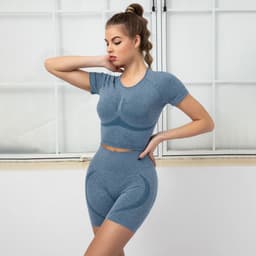 image-Issero Cafe Yoga Running Suit - Medium Gray L, Moisture Wicking