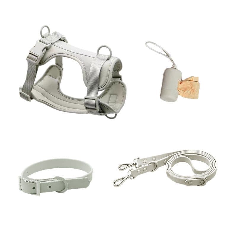 image-Waterproof Dog Harness - PVC Anti-Bite Dog Collar & Leash Brown Set