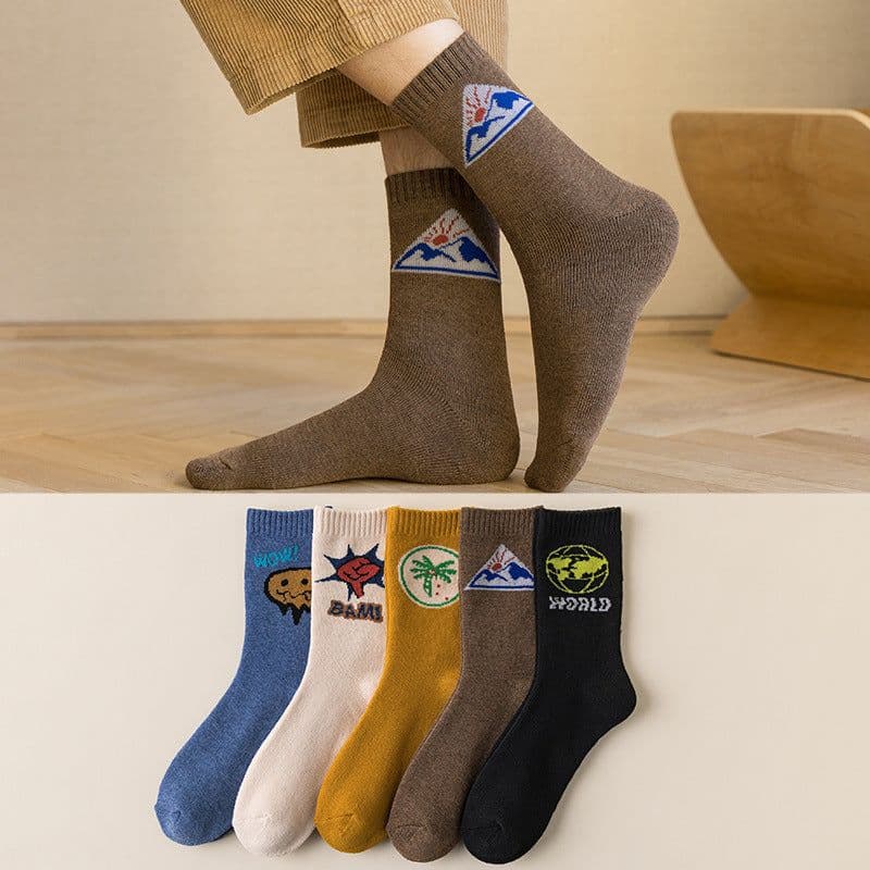 image-Men's Winter Velvet Thick Terry Socks - One Size Fits All