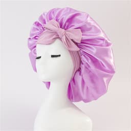 image-Satin Sleep Cap - Black Dome Hair Care Nightcap