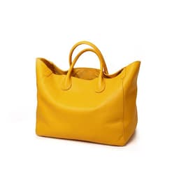 image-European & American Tote Bag, Large Genuine Leather, Khaki, Extra Large Capacity