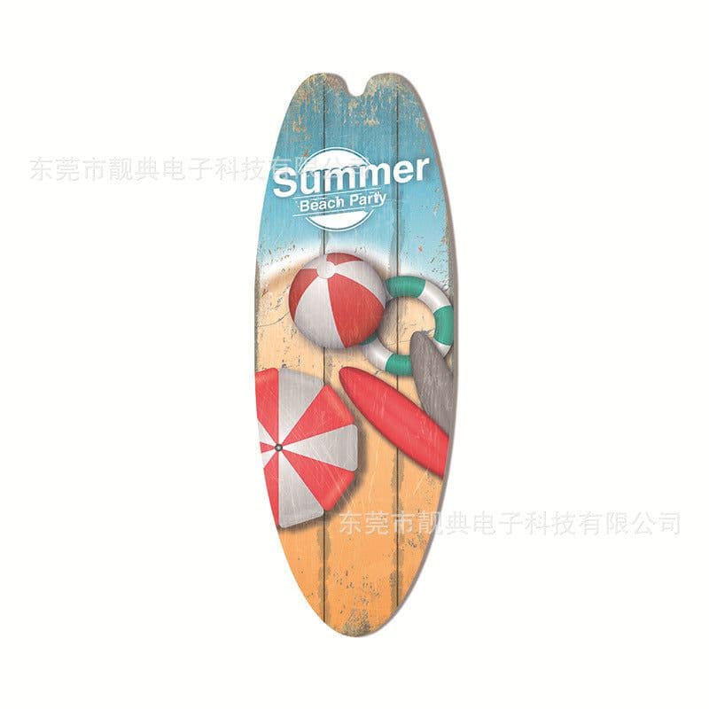 image-Wooden Surfboard Beach Sign - Retro Decor