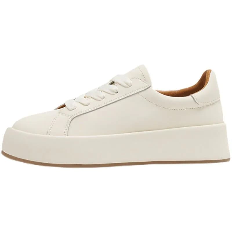image-White Leather Height Increasing Sneakers - Women's