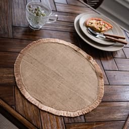 image-Yimanqiyun hemp rope placemat red tassel tableware mat woven color matching festival tassel bowl mat factory direct supply
