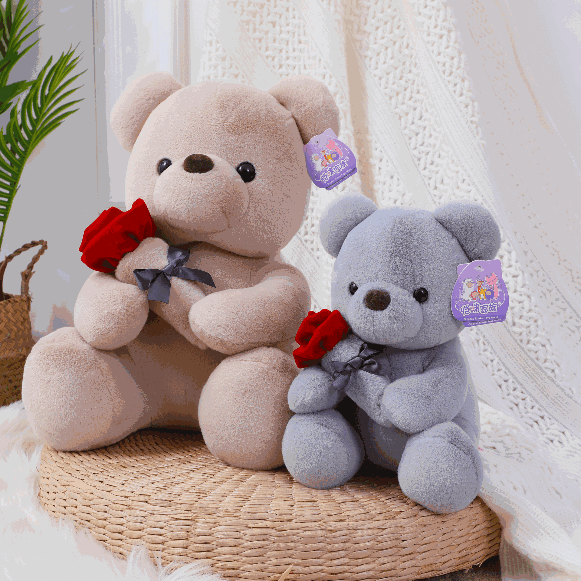 image-Manufacturers wholesale new rose teddy bear plush toys for girls Valentine's Day gift bear pillow doll