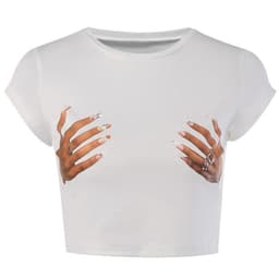 image-Jian Feilin Palm Print T-Shirt - Women's Slim Black