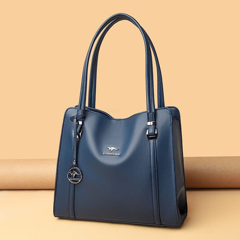 image-Women's Large Capacity Messenger PU Tote Bag Blue 2021