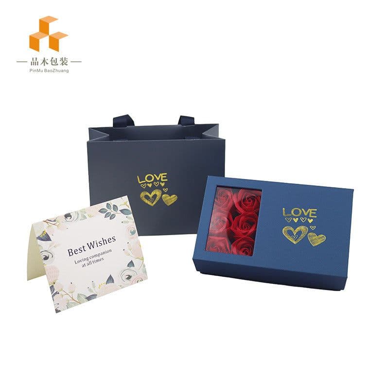 image-Huizhou Explosion Style Six Blue Rose Earrings & Necklace Jewelry Gift Box