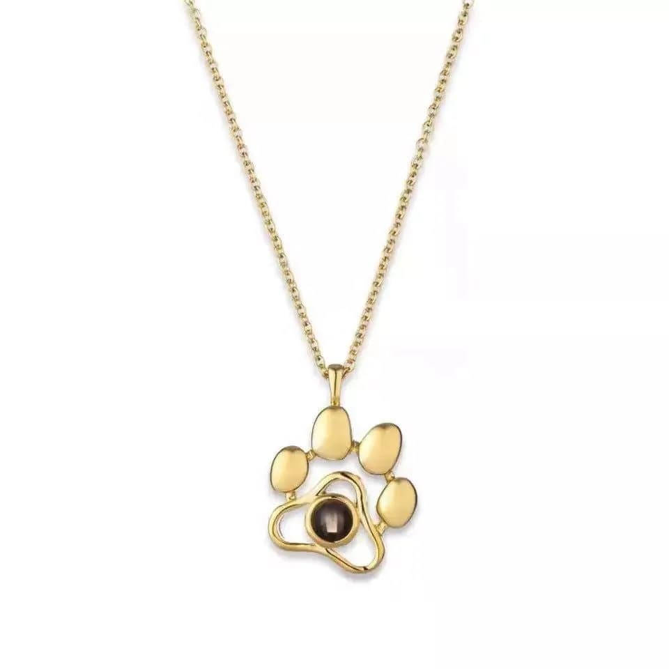 image-100 Languages Projection Necklace Pet Paw Print Pendant Personalized Color Map