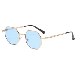 image-2022 Fashion Polygonal Metal Sunglasses Copper Alloy Frame Gold With Black Lenses Unisex Full Rim Party Style DB59