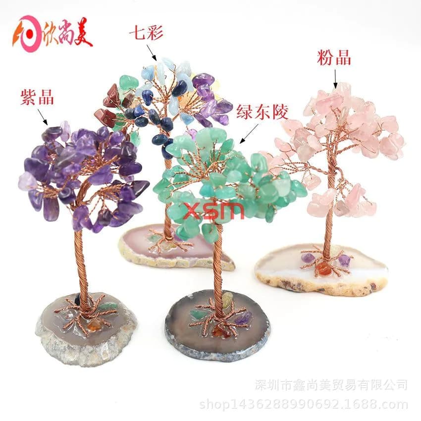 image-Cross-border natural crystal gravel fortune tree decoration lucky tree handicrafts home decoration living room gift decoration
