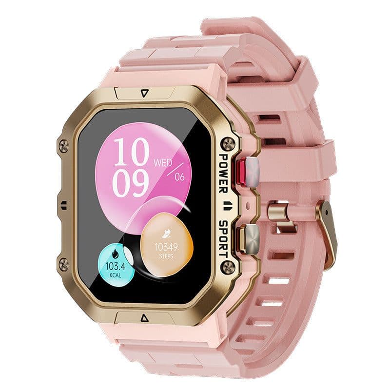image-New W1 Smart Bracelet Watch - 1.65" Pedometer Heart Rate Monitor, Blood Oxygen, Waterproof, Pink