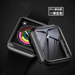 image-Suitable for Apple 7 representative case iwatch S7 watch protective cover shell film integrated PC frosted tempered film all-inclusive shell