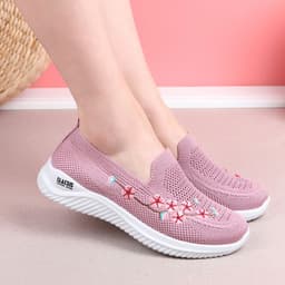 image-Women's Pink Walking Shoes - Mesh Breathable Casual Slip-Ons