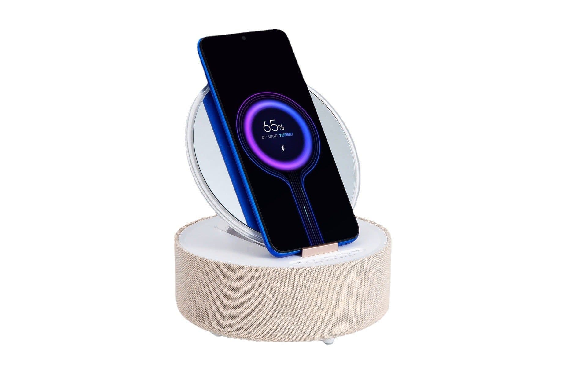 image-Multifunctional Wireless Cosmetic Mirror with Bluetooth Speaker & Alarm Clock