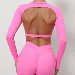 image-Sports Tops with Chest Pads, Backless, Women's Yoga Fitness Clothes - 65"