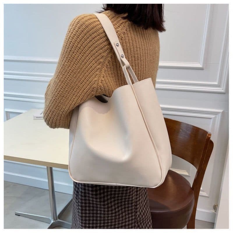image-Korean Tote Bag - Large Capacity Retro Women's Shoulder Bag