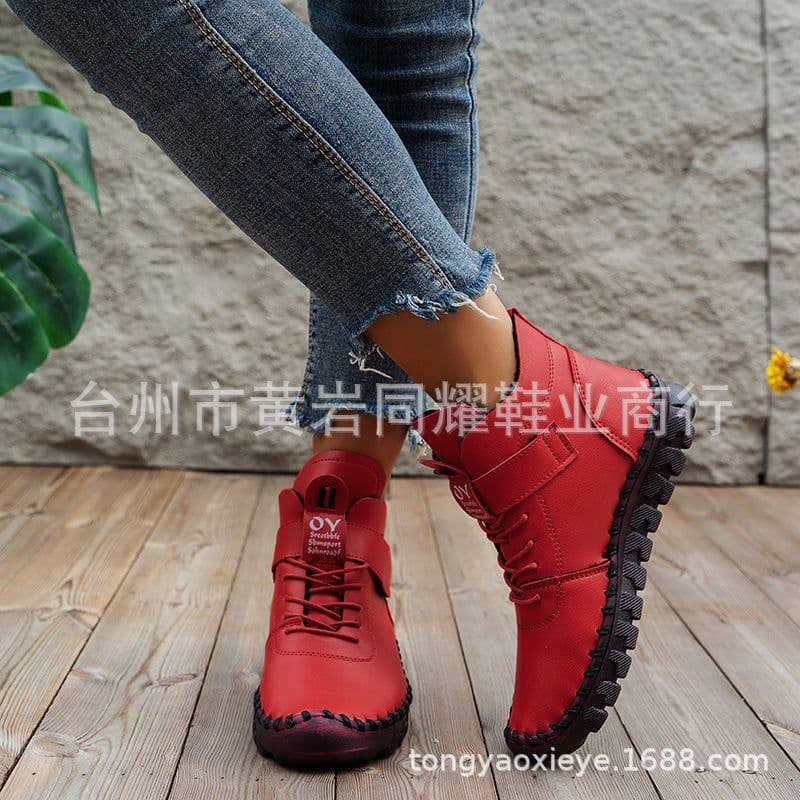 image-Women's Winter Ankle Boots - Black Plush Lined