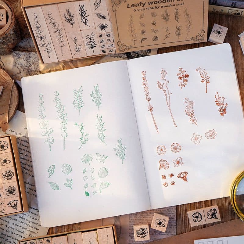 image-Foliage Series Wooden Stamp Set - Lotus